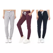 Kit 3 Calças De Moletom Feminina Basic Casual Ou Academia