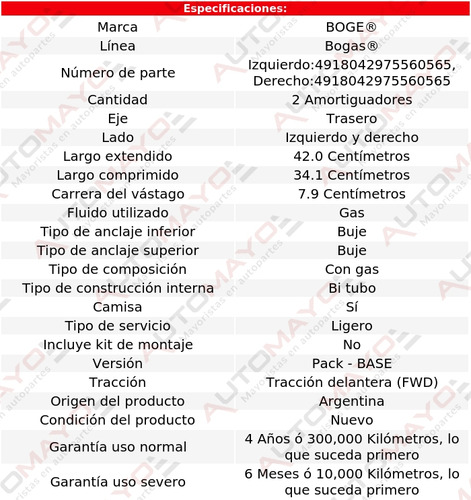 2 Amortiguadores Gas Tras Boge Kangoo Express L4 1.5l 09-10 Foto 2