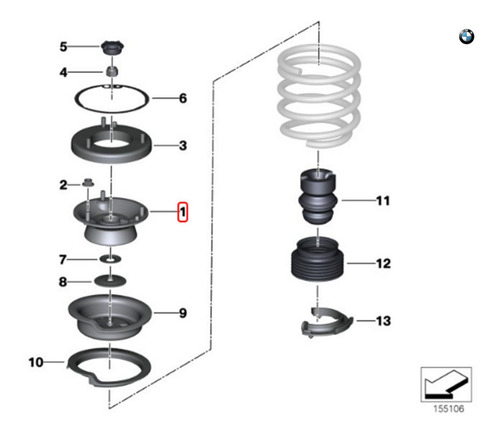 Soporte Amortiguador Delantero Para Bmw E90 Lci 318i Foto 3