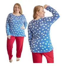 Pijama Feminino Plus Size Comprido Inverno 48 A 54 De Fábric