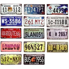 14x Placas Carro Decorativa Metal Alto Relevo Aço Pintado