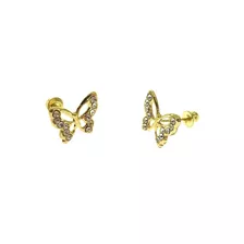 Arete Broquel Mariposa Grande Oro 10k Kt / Niña Mujer Regalo