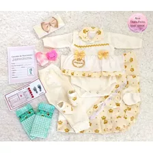 Bebe Reborn Luxo Roupa Kit Promocão Pronta Entrega, Dourado Laço Fita 