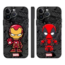 Funda De Silicona Super Heroes Marvel Para iPhone / Negro