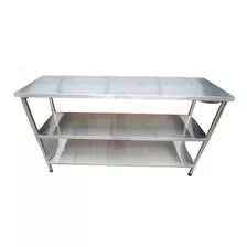 Bancada Mesa Inox Industrial 2 Prateleiras 130x50x90