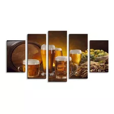 Set De 5 Cuadros Cervezas De Barril Decoración Para Comedor