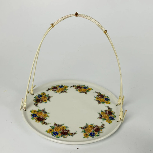 Galheteiro Porcelana Floral Com Bandeja E Alça Vintage 5