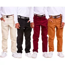 Calça Jeans Masculina Infantil Meninos Kit Com 4 Peças