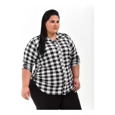 Camisa Feminina Plus Size Xadrez Moda Festa Junina 