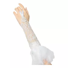 Guantes Largos De Plumas Naturales, Brazalete De Encaje, Gua