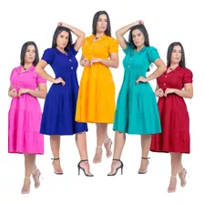 Kit Atacado 5 Vestido Feminino Midi Moda Feminina Evangélica