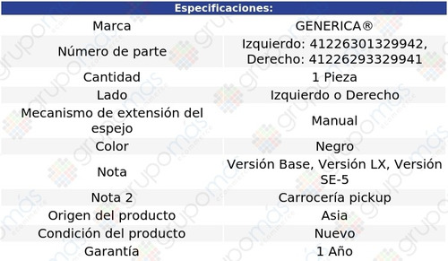 Espejo Lateral Der O Izq Manual Mazda B2000 86 Al 93 Foto 2