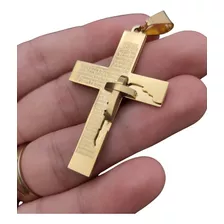 Crucifixo Masculino 100% Moeda Antiga Alto Relevo Pai Nosso