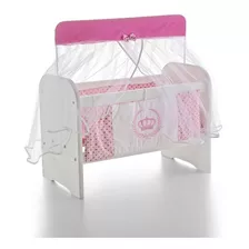 Berço De Boneca Enxoval Personalizado Desenho Cor Coroa Rosa