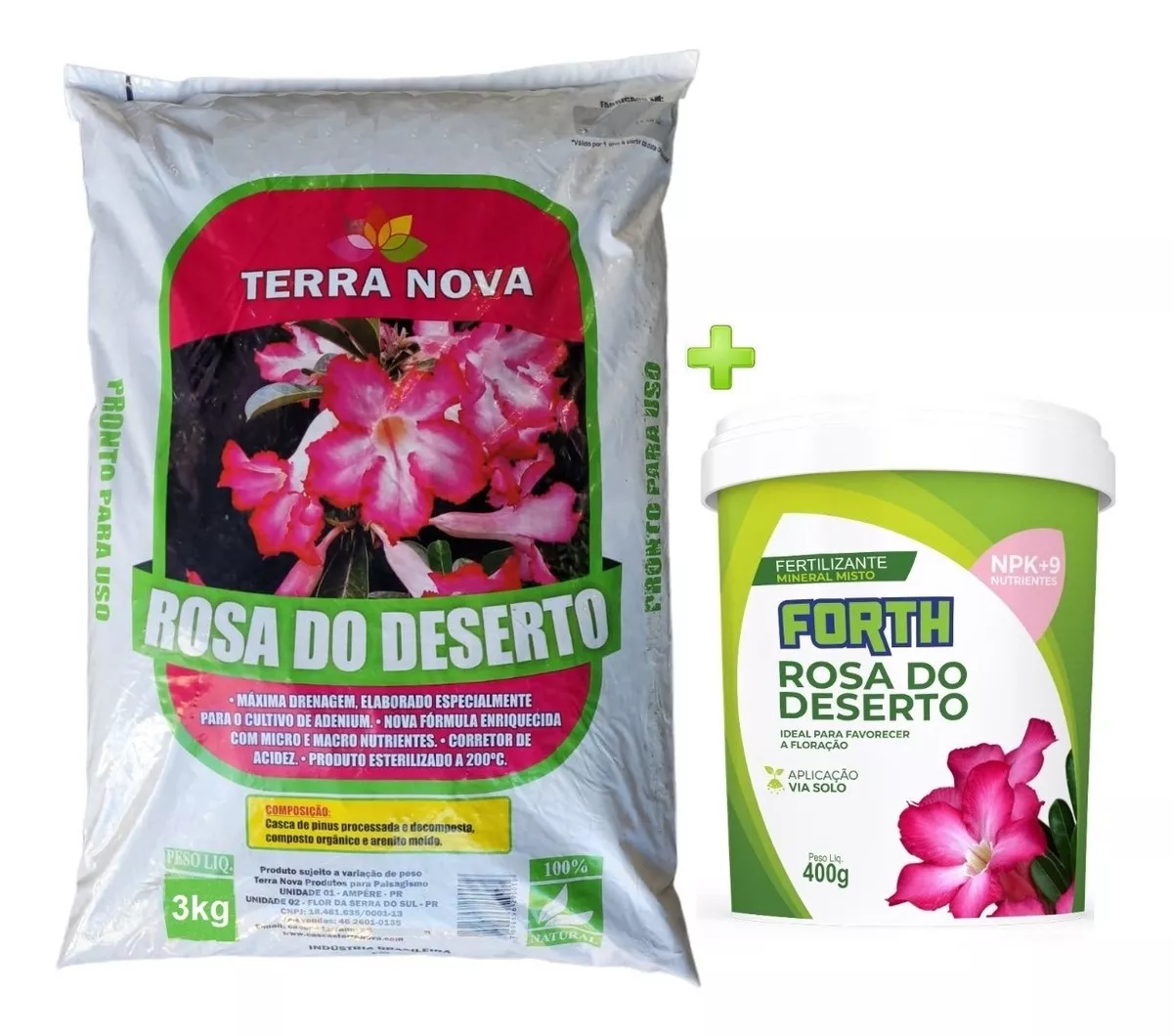 3kg Substrato Rosa Do Deserto+400gr Adubo Forth R.do Deserto