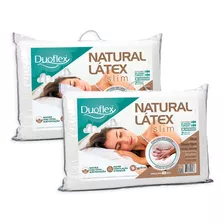 Kit Com 2 Travesseiros Natural Latex Slim Antiácaro Duoflex