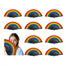 Abanicos De Mano Ams Rainbow, Ventilador De Mano Plegable Pr