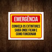 Placa De Sinalização - Emergência Conheça Extintores 27x35