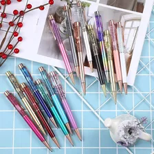 16 Pieces Ballpoint Pens Flower Dynamic Crystal Pens Black I