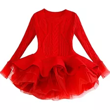 Vestido Lã Tricot Vermelho Manga Longa Inverno Festa 5 Anos 