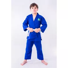 Kimono Infantil Liso Reforçado Azul + Faixa Branca Grátis