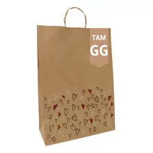 Sacola Coração Colorido Kraft Papel Gg 50 Sacolas