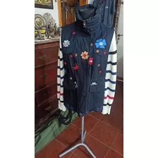 Campera Chaqueta Saco Desigual T 42 2en Uno Chaleco Azul Par