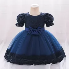 Vestido De Bebé De Fiesta Mini-mi Modelo Nerea Azul