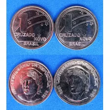 2 Moedas 1 Cruzado Novo Ano 1989 Frete Já Incluído No Preço!