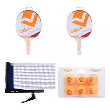 Kit Tênis De Mesa Ping Pong 2 Raquetes Rede E 06 Bolas Vollo