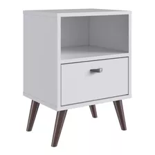 Mesa De Luz Nordica Retro Dormitorio 1 Estantes 1 Cajon Pro