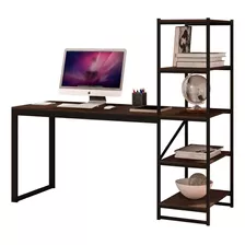 Escrivaninha Home Office Com Prateleira Preto/canela