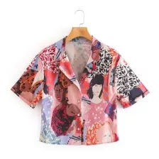 Camisa Ancha Ilustraciones Mujeres 3 Shein