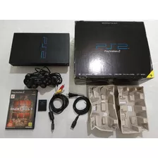 Playstation 2 Ps2 Fat Midnight Black Bloqueado Japonês + Caixa + Acessórios + Jogo