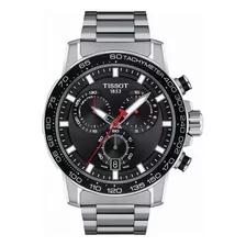 Reloj Pulsera Tissot T-sport Supersport Chrono Supersport Chrono De Cuerpo Color Gris, Analógico, Para Hombre, Fondo Negro, Con Correa De Acero Inoxidable Color Gris, Agujas Color Gris, Blanco Y Rojo,