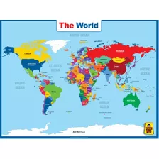 Póster Laminado De Mapa Del Mundo, Póster Educativo De Dob