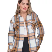 Camisa Feminina Xadrez Blusa Leve Manga Longa Junina