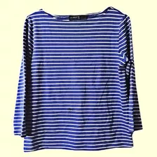 Blusa Azul De Rayas Liz Claiborne