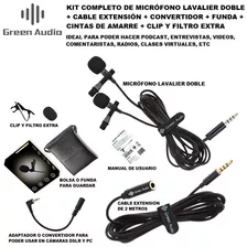 Microfono Lavalier Doble + Extension + Adaptador Kit Complet