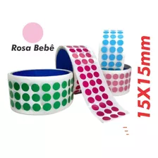 Etiqueta Bolinha Colorida 15mm - Rolo Com 500 Etiquetas