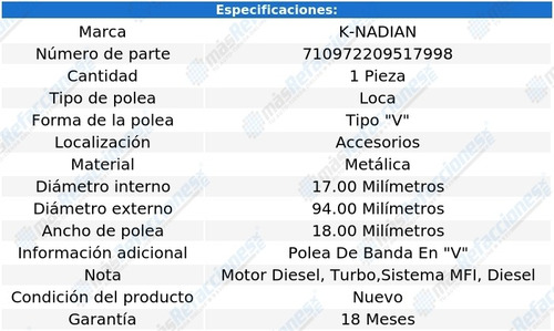 Polea Tipo  V  Metalica 505 L4 2.3l 82 Al 83 Foto 3
