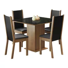 Sala Jantar Madesa Moscou Plus Mesa Tampo Vidro 4 Cad Rpsp Cor Rustic/preto 045987k4xtpt