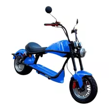 Bike Scooter Elétrica Chopper 2000w 60v Azul Bateria Fixa