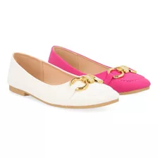 Zapatilla Dama Casual Piso Blanco Y Rosa Duo Pack 301