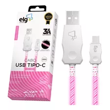 Cabo Usb Tipo C Carregador Turbo Led Rosa Ledc10pk 1m - ELG 