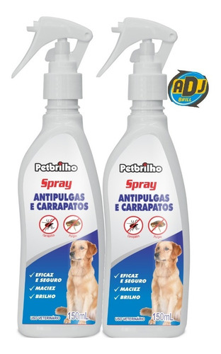 02un. Anti Pulgas E Carrapatos Spray 150ml Cães (petbrilho) 