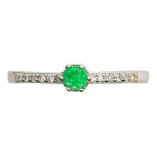 Anillo Plata Italiana Rodinada Con Esmeralda