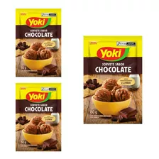 Pó Para O Preparo De Sorvete Yoki Chocolate Kit Com 3 X 150g