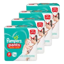 Fralda Pampers Pants Ajuste Total Tam P - 4 Pct C/ 26 Tiras