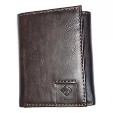 Billetera Columbia De Cuero Marrón Con Rfid Segurity Wallet Diseño De La Tela Liso